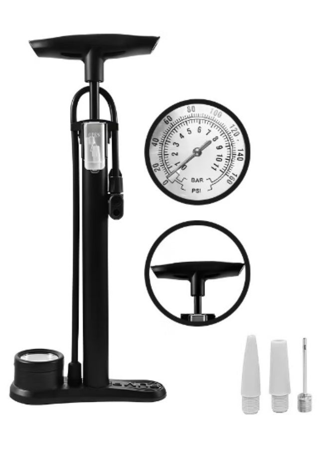 Arabest Bike Pump with Gauge - Portable Bicycle Tire Pump - 160 PSI Bike Air Pump with Presta and Schrader Valve, Multi-function Air Pump for Basketball/Football/Motorcycles/Car - Image 1