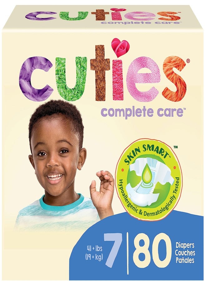 Cuties | Skin Smart, Absorbent & Hypoallergenic Diapers with Flexible & Secure Tabs | Size 7 | 80 Count - Image 1