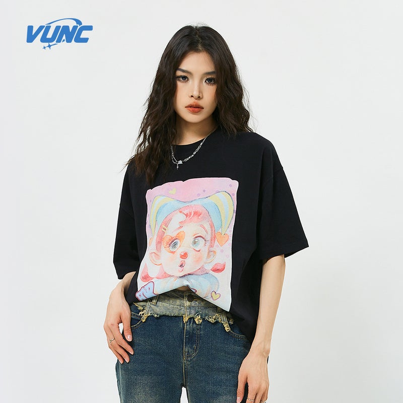 Vunc Style Gender-Free Couple Wear Street American Fashion Brand Ugly Women'S Printed Short-Sleeved T-Shirt For Men And Women - Image 4