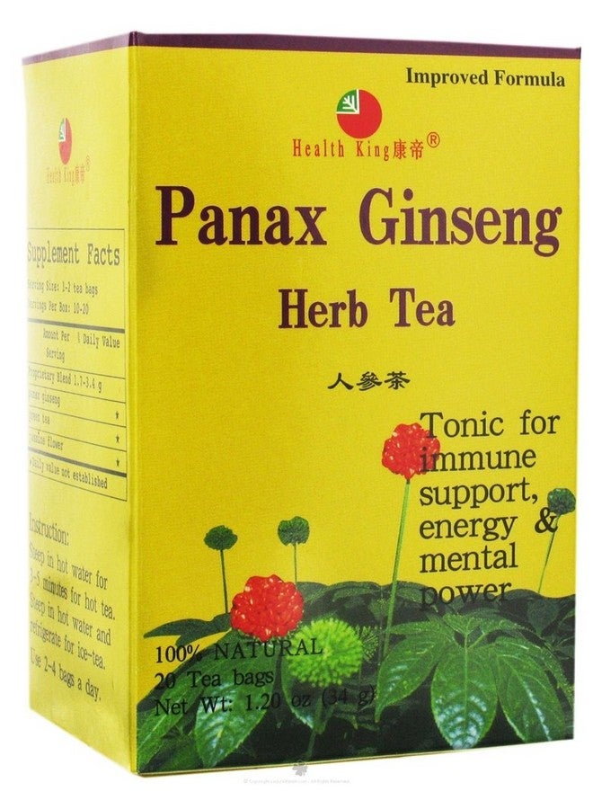 Health King Panax Ginseng Herb Tea, Teabags, 20-Count Box (Pack of 4) - Image 1