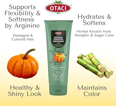 OTACI Herbal Pumpkin Keratin Arginine Conditioner for intensive care for damaged and treated hair vegetable keratin volumizing revitalizing vegan - Image 2
