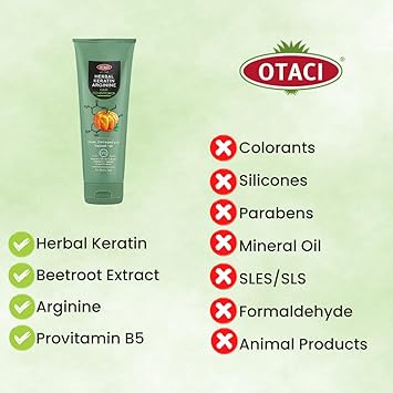 OTACI Herbal Pumpkin Keratin Arginine Conditioner for intensive care for damaged and treated hair vegetable keratin volumizing revitalizing vegan - Image 3