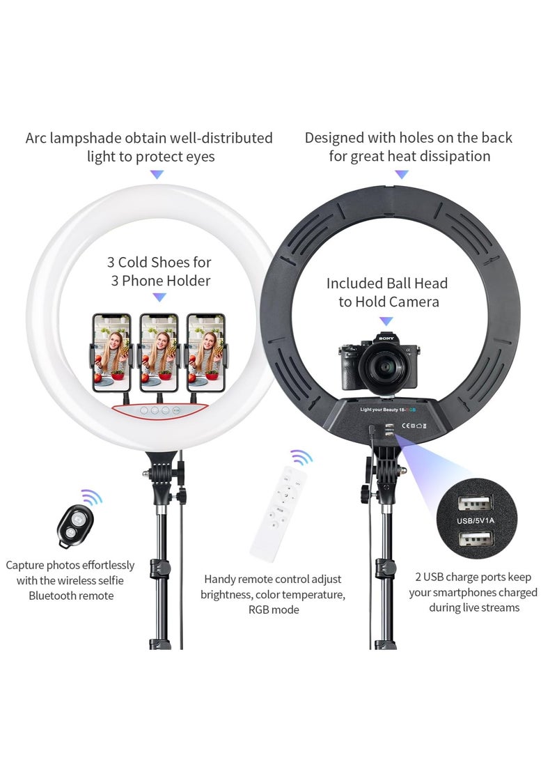 18" RGB Ring Light with Tripod Stand - Image 3