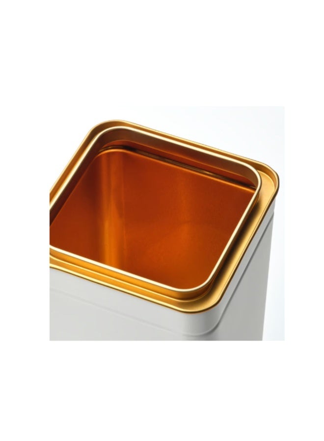 علبة بلومنينج بغطاء، أوف وايت، 10×10×20 سم، للقهوة والشاي - Image 1