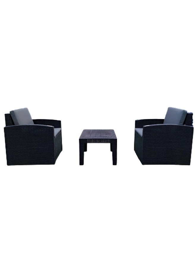 Marcolo Natura 5-Seater Outdoor and Indoor Sofa Set – Black Rattan Design with Grey Cushions, Stylish and Durable  - Image 4