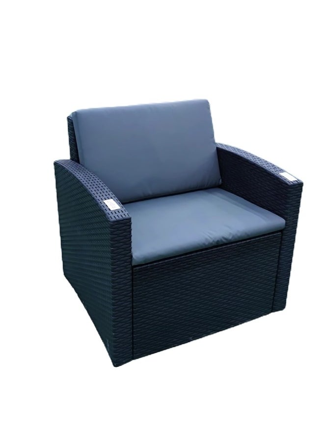 Marcolo Natura 5-Seater Outdoor and Indoor Sofa Set – Black Rattan Design with Grey Cushions, Stylish and Durable  - Image 2