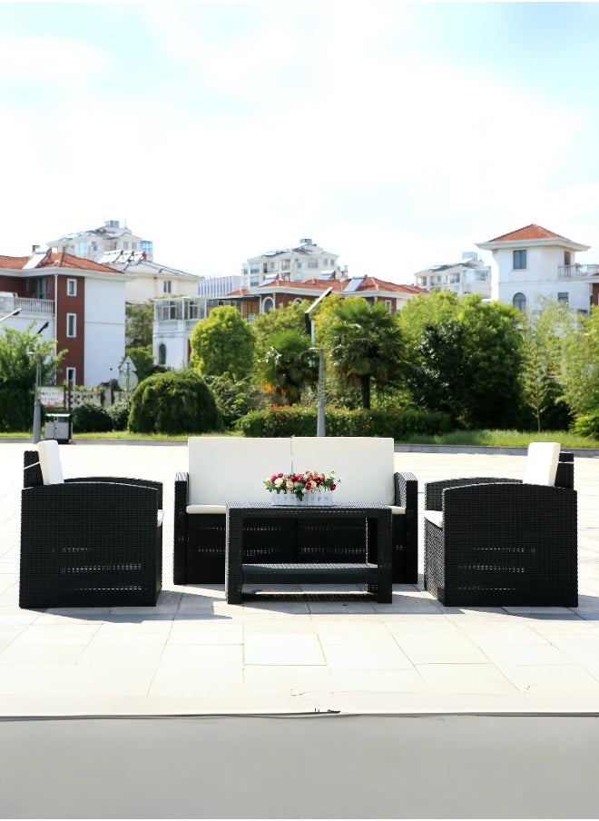 Marcolo Natura 5-Seater Outdoor and Indoor Sofa Set – Black Rattan Design with Grey Cushions, Stylish and Durable  - Image 3