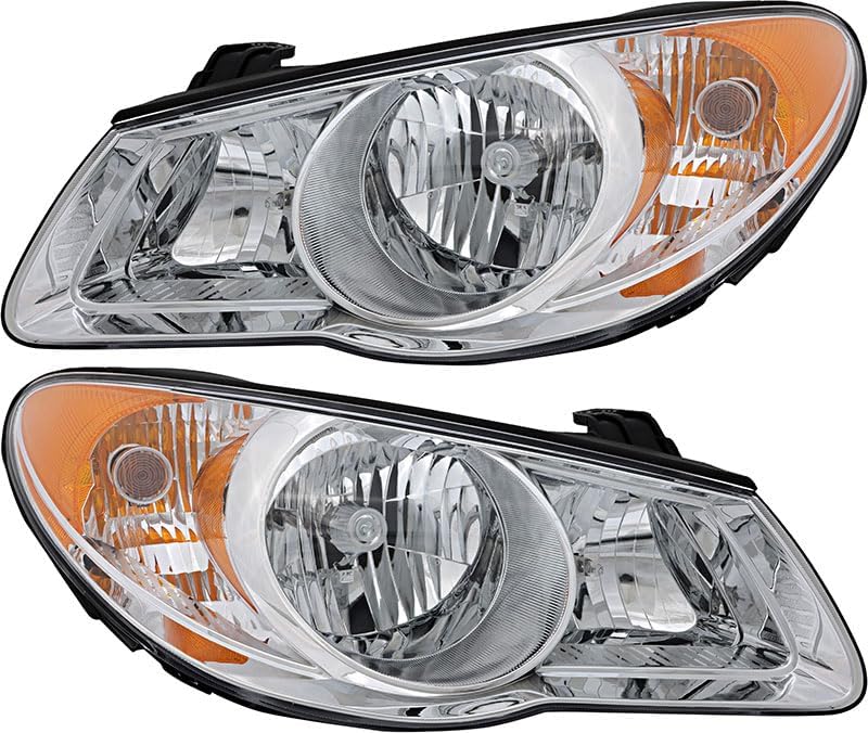 JP Auto Headlights Lamps Set for Hyundai Elantra 2007-2009 Halogen Driver and Passenger Side - Image 1