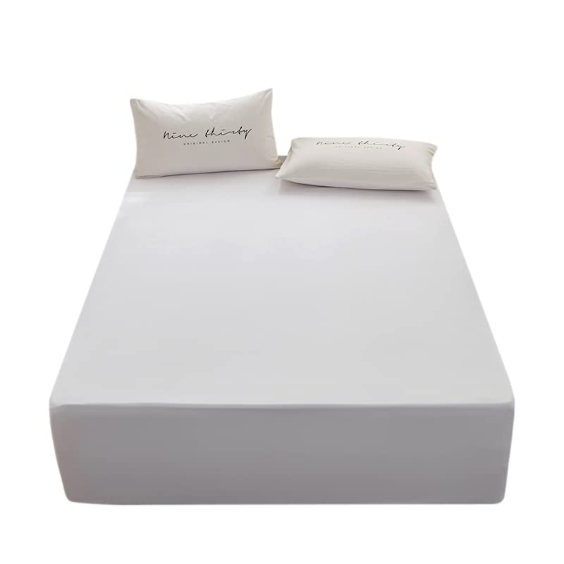 rushrushlulu Bedding King Size Fitted Sheet Only-King Size Deep Pocket Bottom Fitted Sheet Fits 15inches Bed Matress Sheet Soft and Microfiber Easy Care-White - Image 1