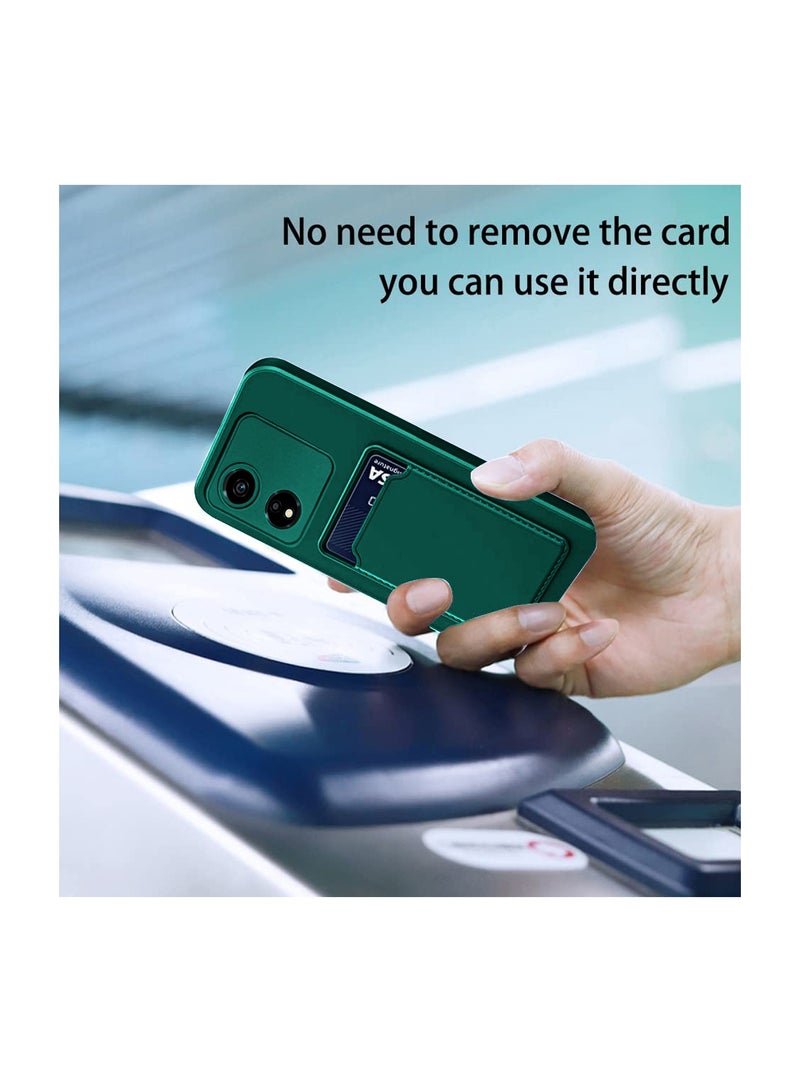 دبليو تيك غطاء حماية من السيليكون TPU مع حامل بطاقات لهاتف Honor X5 Plus 4G 2023 أخضر داكن - Image 3