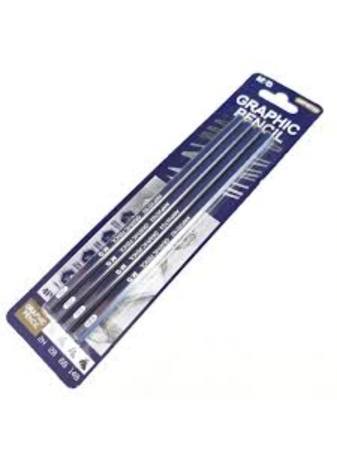 M&G Graphic Pencil 4 PCS 357G2 2H,2B,6B,14B , pack of 2 pcs - Image 1