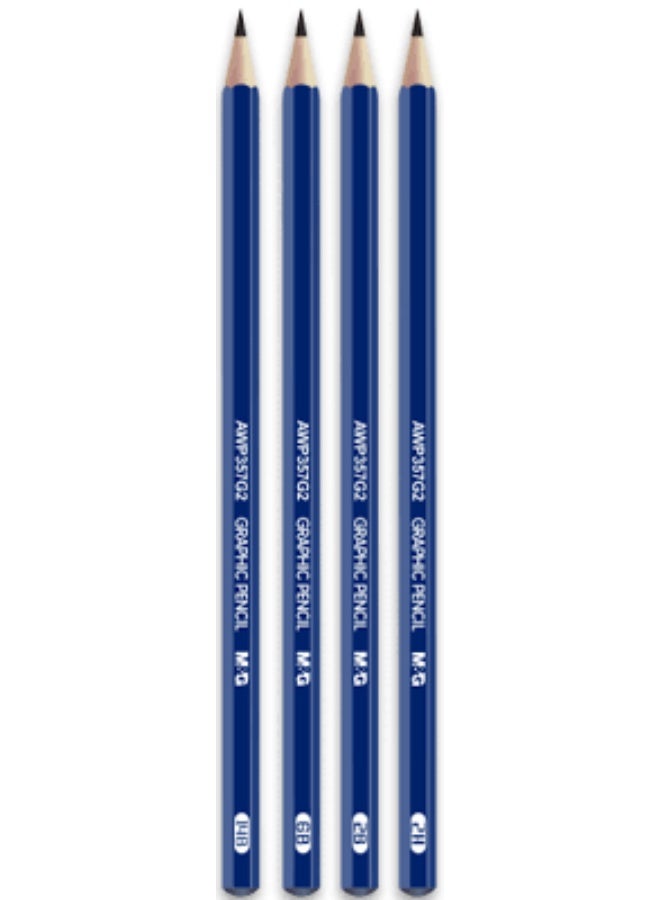 M&G Graphic Pencil 4 PCS 357G2 2H,2B,6B,14B , pack of 2 pcs - Image 5
