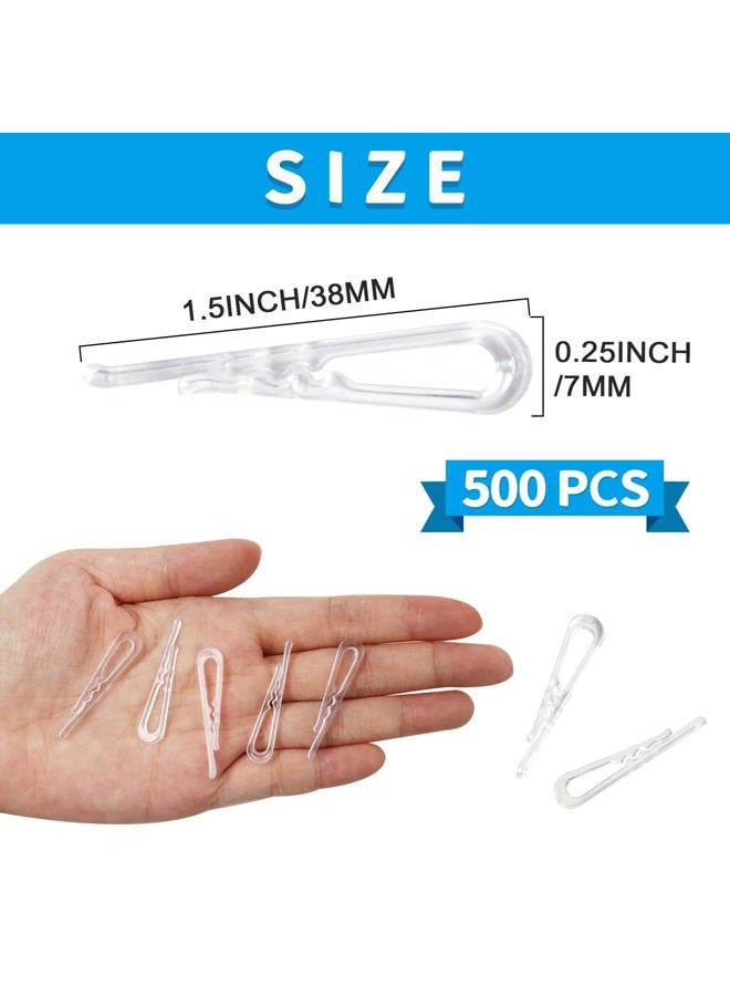 SBYURE 500 PCS U Shape Clear Durable Plastic Alligator Clips Transparent Plastic Shirt Clips with Teeth for Ties, Pants,Shirts Hold Garments in Place - Image 2
