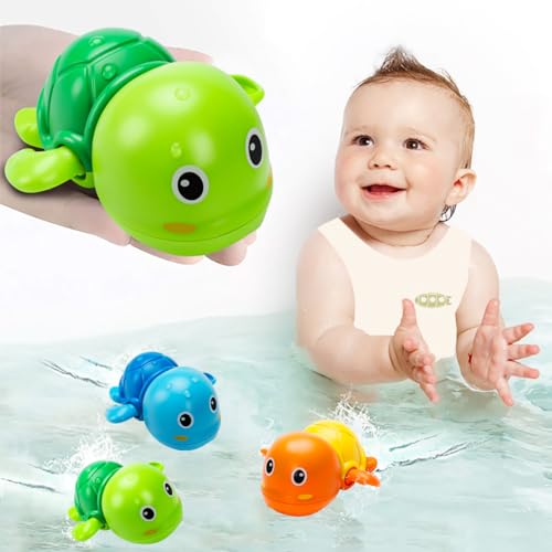 TOHIBEE Bath Toys Cute Swimming Turtle Baby Bath Toys for Toddler 13 Water Pool Floating Wind Up Toys for 1 Year Old Boy Girl Gifts Infant Toddlers Kids Bathtub Toys 3 Pack - Image 1