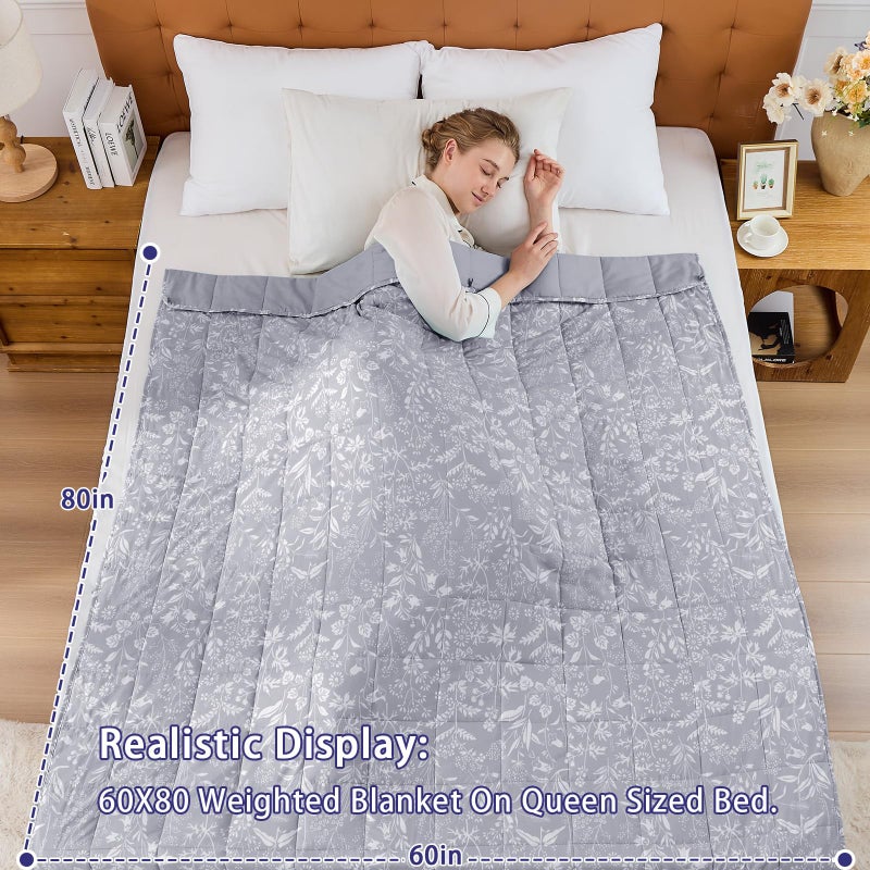 yescool Weighted Blanket for Adults (20 lbs, 60â€ x 80â€, Pearl Grey) Cooling Heavy Blanket for Sleeping Perfect for 190-210 lbs, Queen Size Breathable Blanket with Premium Glass Bead, Machine Washable - Image 2