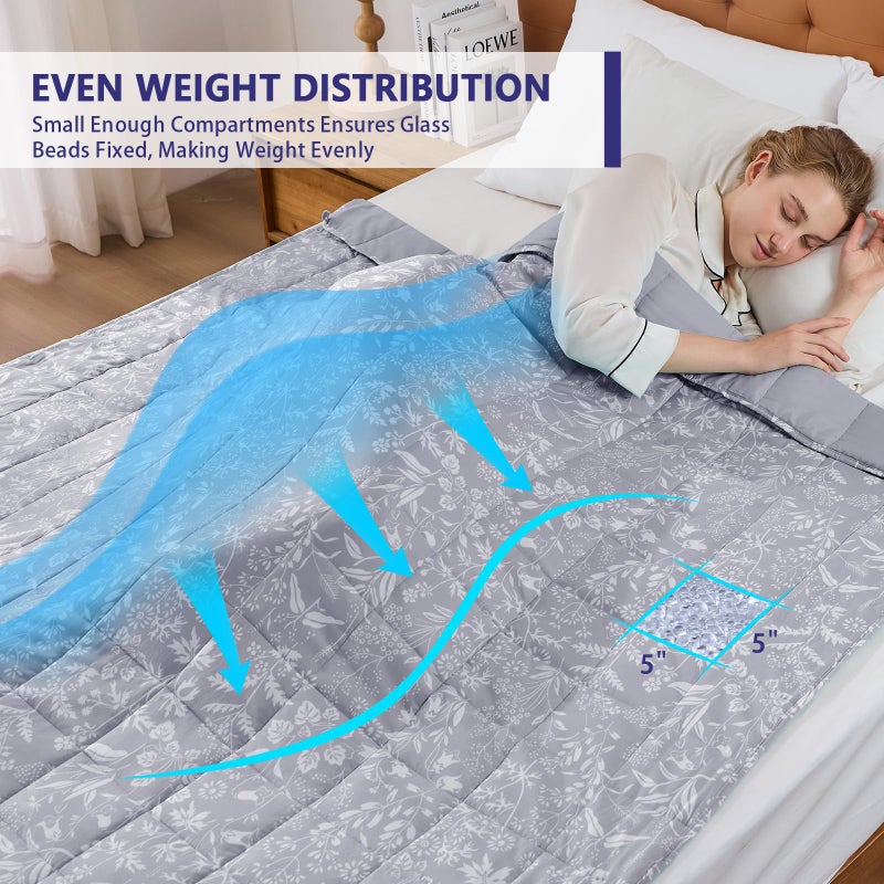 yescool Weighted Blanket for Adults (20 lbs, 60â€ x 80â€, Pearl Grey) Cooling Heavy Blanket for Sleeping Perfect for 190-210 lbs, Queen Size Breathable Blanket with Premium Glass Bead, Machine Washable - Image 4
