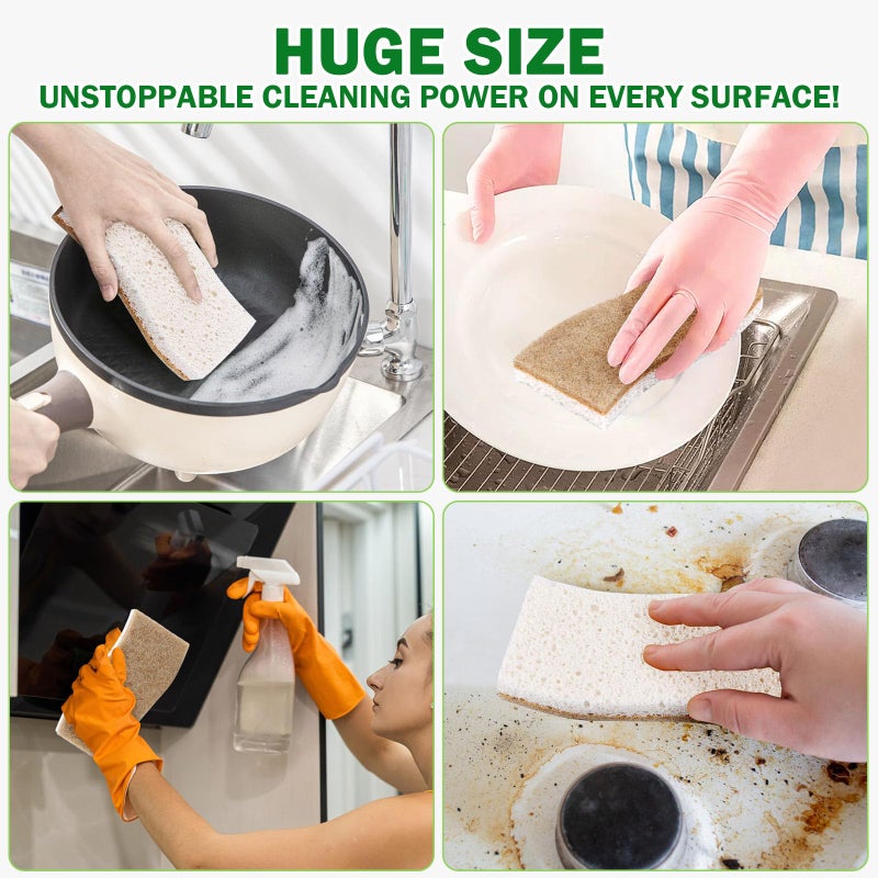AIDEA XL Sponges Kitchen, 12Count, Non-Scratch Dish Sponges, Large Natural Sponge for Non Stick Cookware, Cellulose Cleaning Sponge for Dishes, Bathroom, Household - Image 4