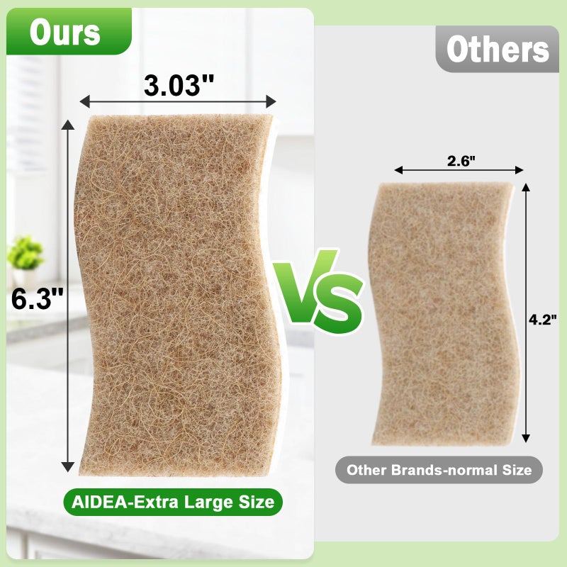 AIDEA XL Sponges Kitchen, 12Count, Non-Scratch Dish Sponges, Large Natural Sponge for Non Stick Cookware, Cellulose Cleaning Sponge for Dishes, Bathroom, Household - Image 2