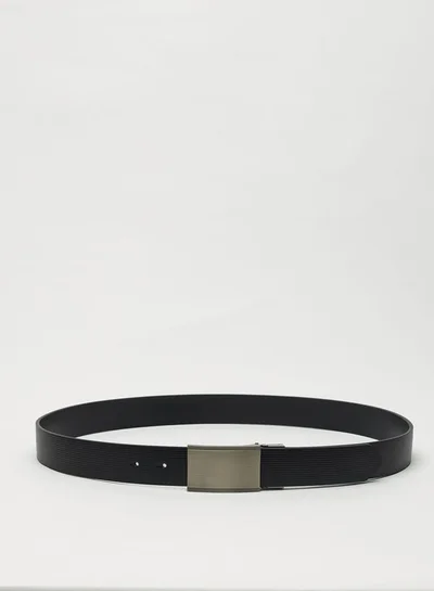 LBL by Shoexpress Men's Textured Reversible Belt with Plate Buckle Closure