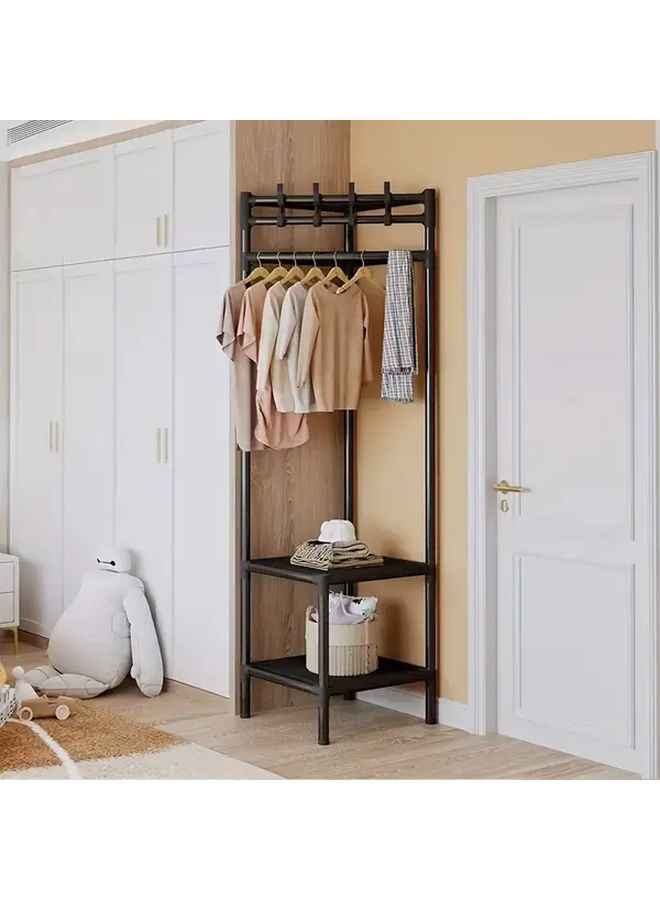 White Corner Clothes Hanger With Storage Shelf Space Saving Heavy Duty Aluminum Alloy - Image 4