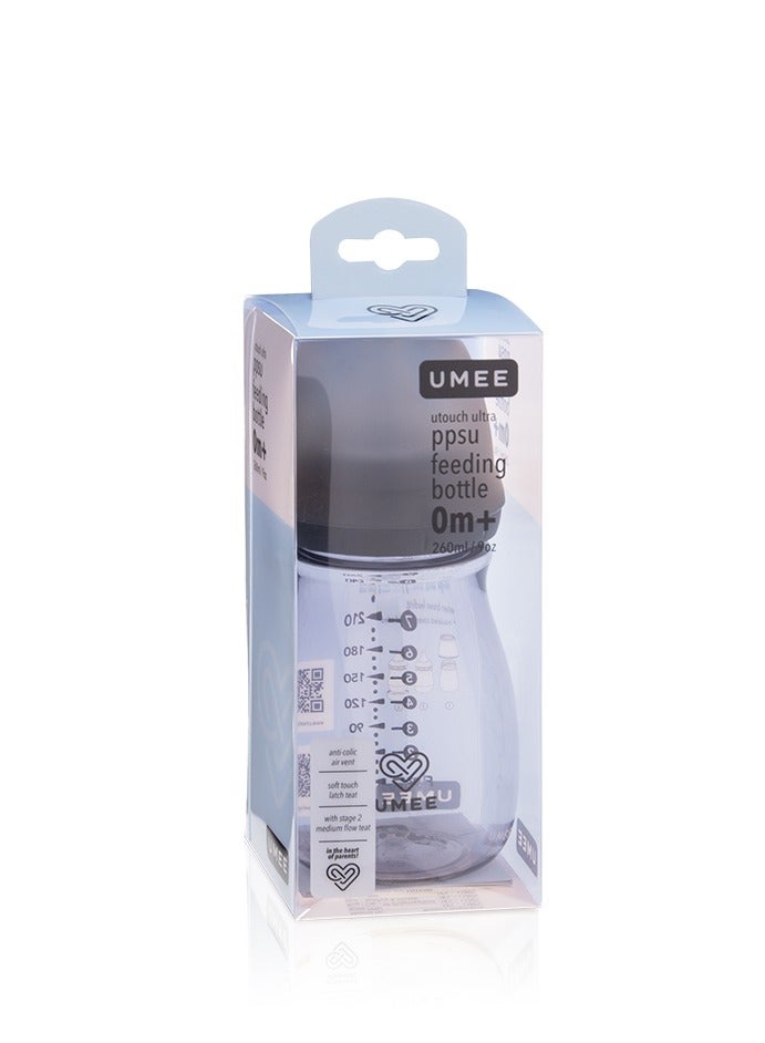 زجاجة رضاعة UMEE - سعة 260 مل | ناعمة وآمنة للرضع | خالية من مادة BPA | رمادي - Image 5