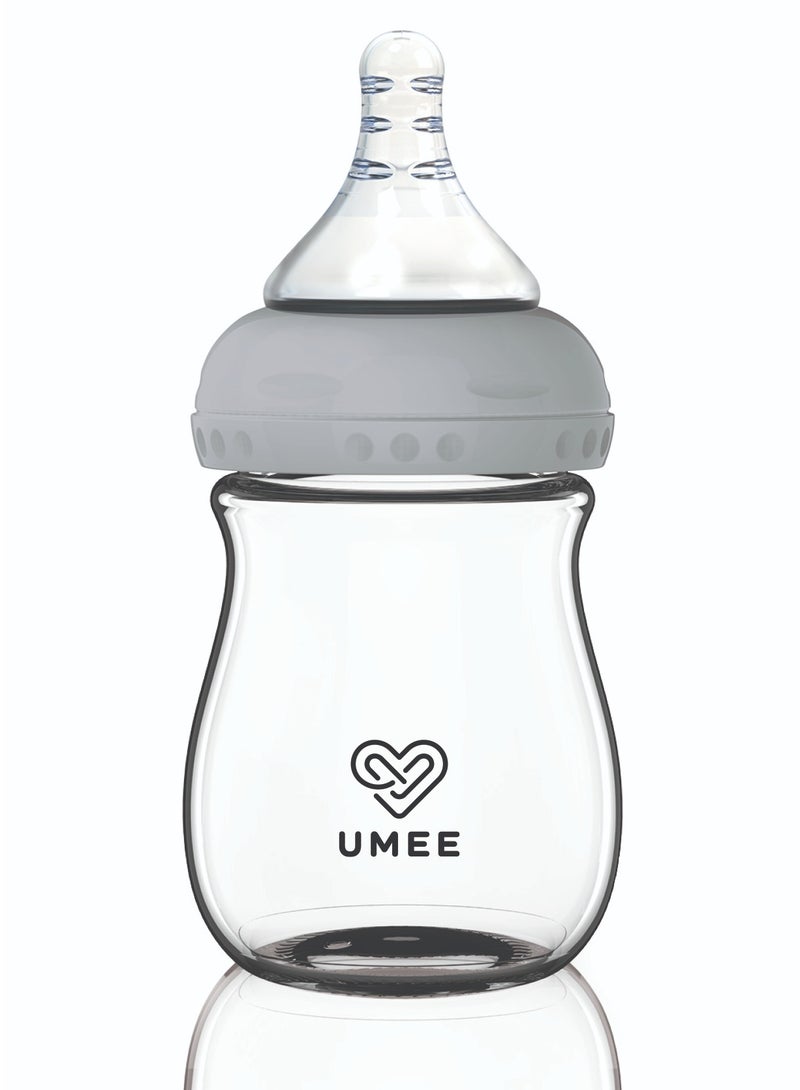 زجاجة رضاعة UMEE - سعة 260 مل | ناعمة وآمنة للرضع | خالية من مادة BPA | رمادي - Image 1