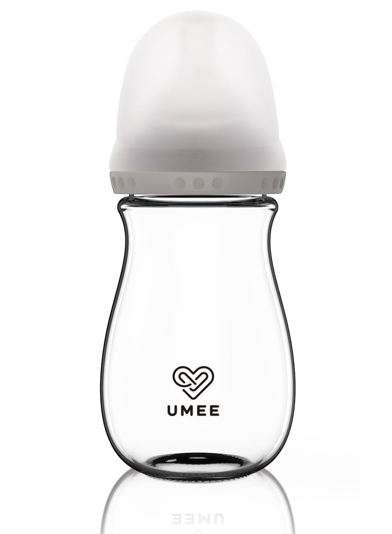 زجاجة رضاعة UMEE - سعة 260 مل | ناعمة وآمنة للرضع | خالية من مادة BPA | رمادي - Image 4