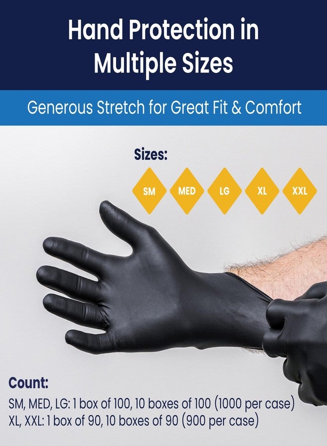 Adenna Dark Light Disposable Nitrile Gloves - 9 Mil, Heavy Duty Work Rubber Glove with Textured Grip, Non-Latex & Powder Free, Pack of 90, 2X-Large, Black - Image 5