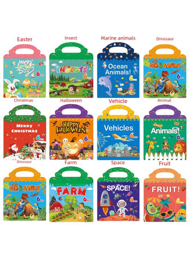 Dingji Direct Waterproof Children's Scene Quiet Book Cognitive Early Education Animal World Dinosaur Ocean Insect Farm - Image 3