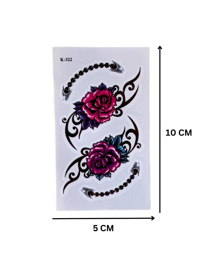 Generic Temporary Tattoo Flowers For All Skins, 10x5 Cm Multicolor - Image 2