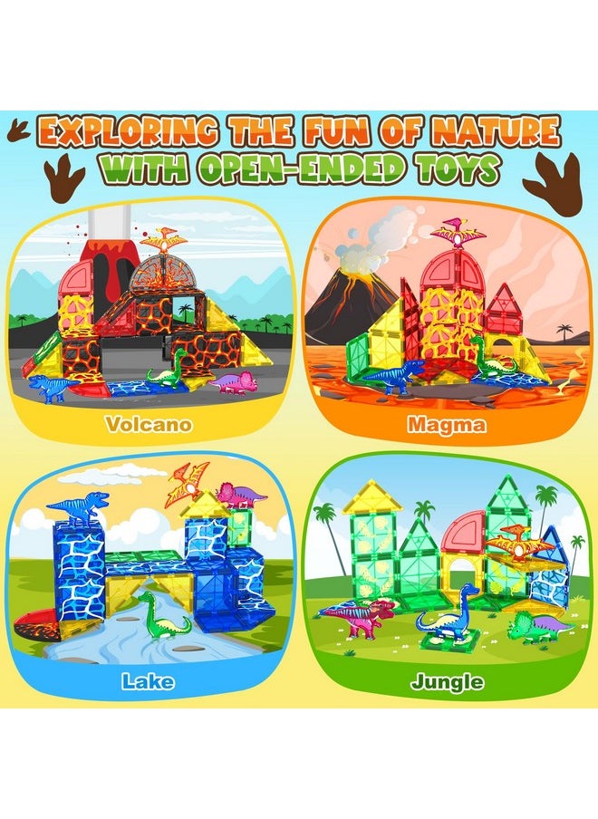 Coodoo - Dinosaur Toys Magnetic Tiles Lava Dinosaur World Set - Magnetic Blocks Building Toys For Kids 3-5 5-7 Girls Boys Toys Age 4-6 6-8, Classroom Must Haves Toddler Sensory Toys For 3+ Year Old Kids Toys - Image 1