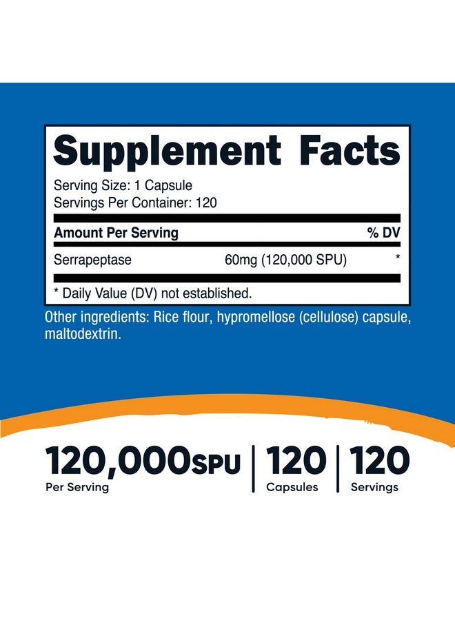 Nutricost Serrapeptase 120,000 SPU, 120 Capsules - Gluten Free, Non-GMO, and Vegetarian Friendly - Image 2
