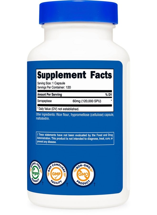 Nutricost Serrapeptase 120,000 SPU, 120 Capsules - Gluten Free, Non-GMO, and Vegetarian Friendly - Image 5