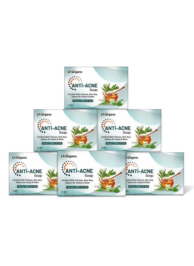 LA Organo LA Organo Anti Acne Soap For Remove Acne, Blemishes, Scars, Pimples, Dark Spots for All Skin (Pack of 6)  - Image 1