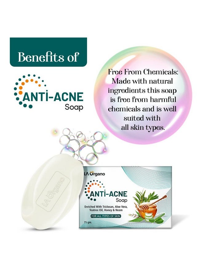 LA Organo LA Organo Anti Acne Soap For Remove Acne, Blemishes, Scars, Pimples, Dark Spots for All Skin (Pack of 6)  - Image 2