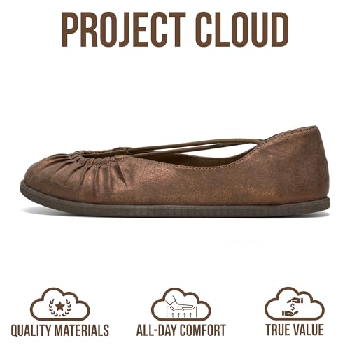 Project Cloud Ballet Flats for Women Comfortable Womens Shoes with Memory Foam Insole & MicroSuede Upper - Mary Jane Shoes Women Footwear - Lightweight Ballerina Womens Flats (Cheers, BRZ,11M) - Image 3
