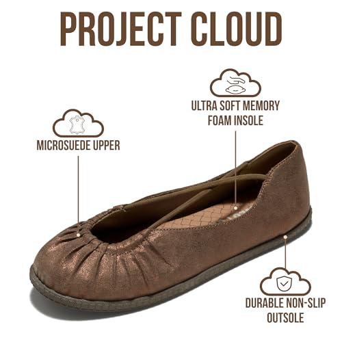 Project Cloud Ballet Flats for Women Comfortable Womens Shoes with Memory Foam Insole & MicroSuede Upper - Mary Jane Shoes Women Footwear - Lightweight Ballerina Womens Flats (Cheers, BRZ,11M) - Image 2