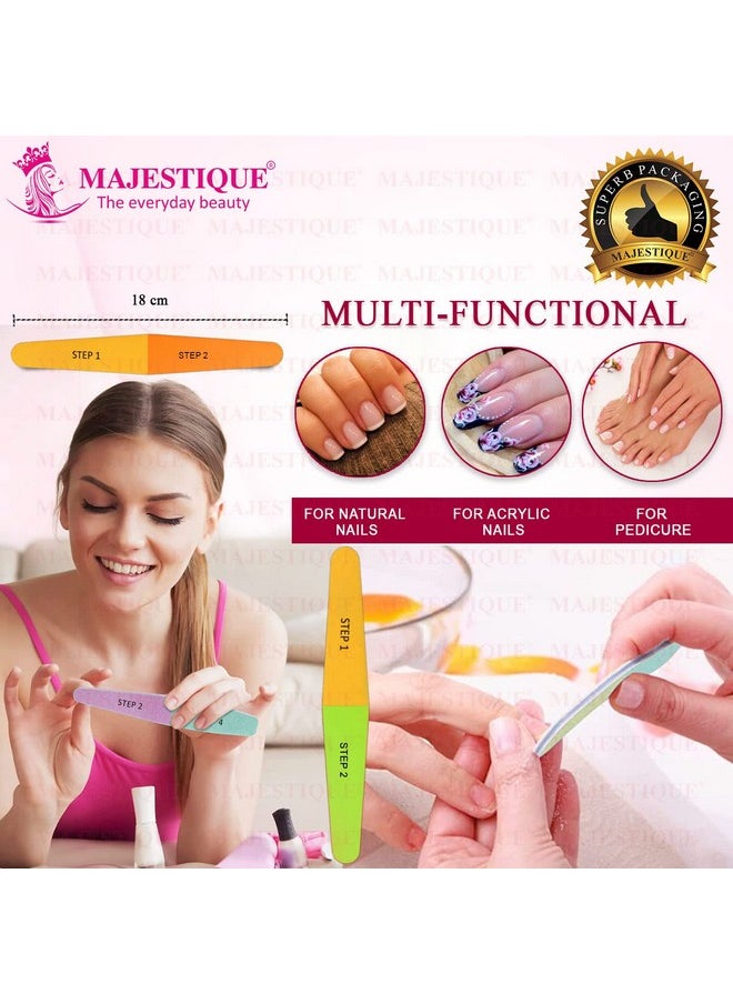 MAJESTIQUE 4 In 1 Nail File And Buffer For All Purpose Nail Buffer Block. Nail Shiner. Save Time And Money 4 Fingernail Files In 1 Professional Care Manicure Tools. Nail Care 1 Pack  - Image 2