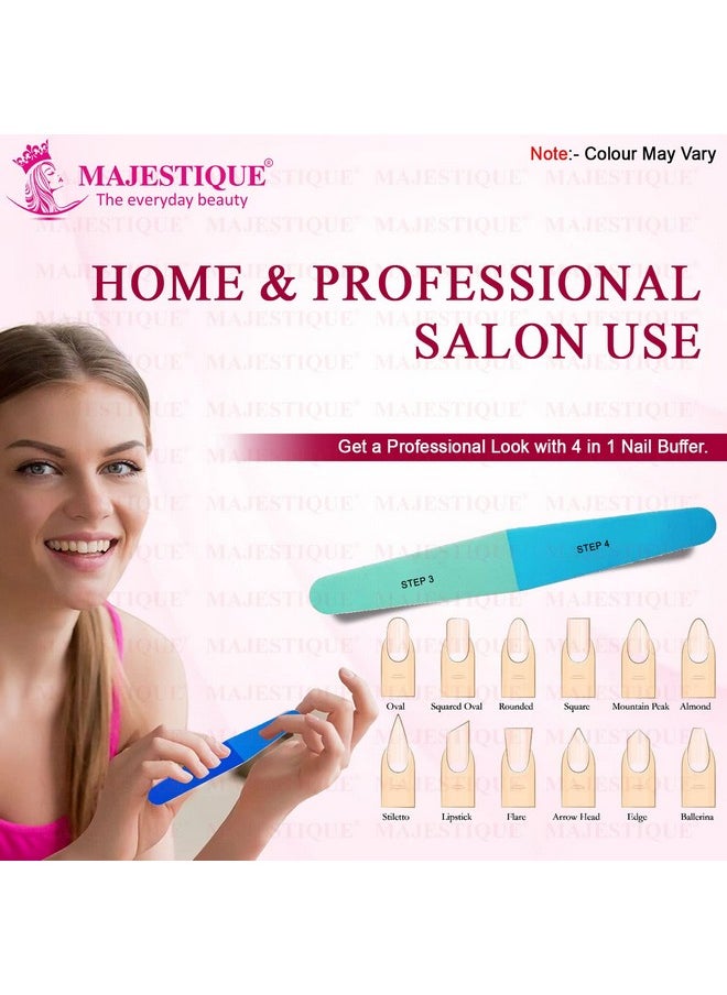 MAJESTIQUE 4 In 1 Nail File And Buffer For All Purpose Nail Buffer Block. Nail Shiner. Save Time And Money 4 Fingernail Files In 1 Professional Care Manicure Tools. Nail Care 1 Pack  - Image 5