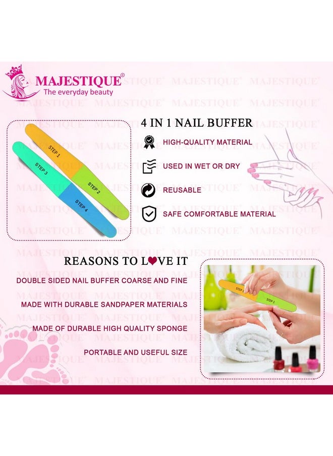 MAJESTIQUE 4 In 1 Nail File And Buffer For All Purpose Nail Buffer Block. Nail Shiner. Save Time And Money 4 Fingernail Files In 1 Professional Care Manicure Tools. Nail Care 1 Pack  - Image 3