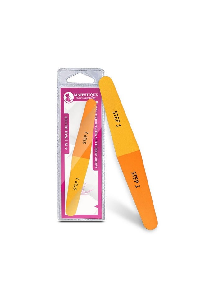 MAJESTIQUE 4 In 1 Nail File And Buffer For All Purpose Nail Buffer Block. Nail Shiner. Save Time And Money 4 Fingernail Files In 1 Professional Care Manicure Tools. Nail Care 1 Pack  - Image 1