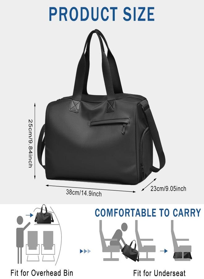 GUSTAVE® Waterproof PU Leather Gym Bag for Men, 19L Travel Duffle Bags for Travelling with Shoe Compartment, Wet Pocket, Adjustable Shoulder Strap, Overnight Carry On - Image 3