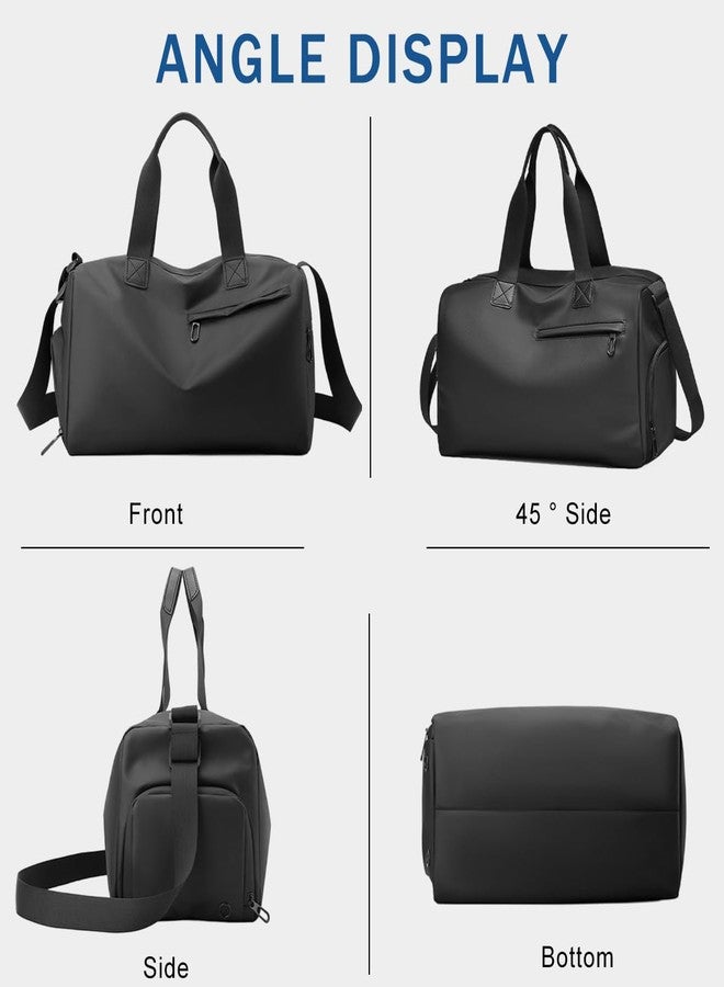 GUSTAVE® Waterproof PU Leather Gym Bag for Men, 19L Travel Duffle Bags for Travelling with Shoe Compartment, Wet Pocket, Adjustable Shoulder Strap, Overnight Carry On - Image 2