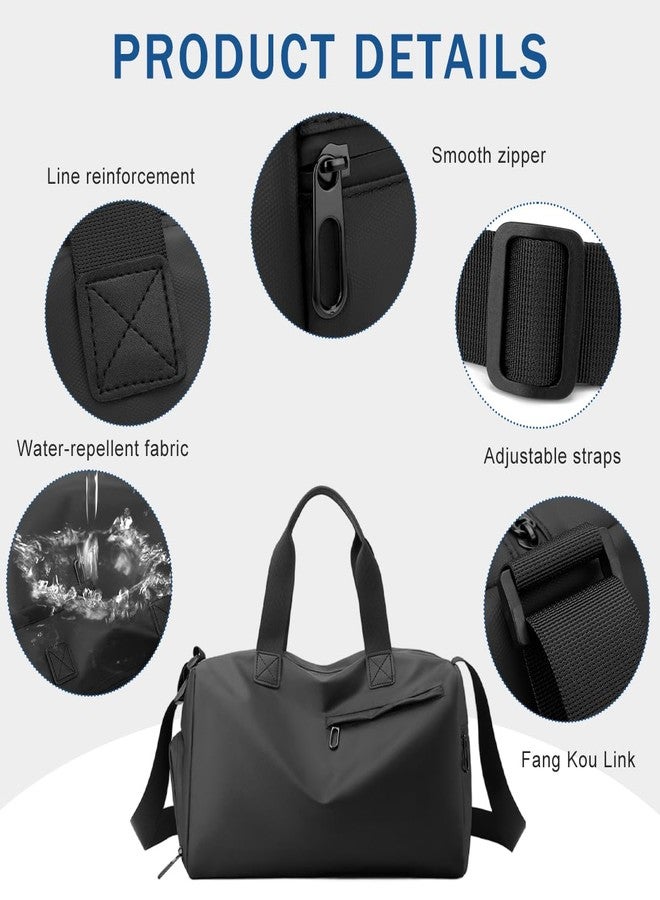 GUSTAVE® Waterproof PU Leather Gym Bag for Men, 19L Travel Duffle Bags for Travelling with Shoe Compartment, Wet Pocket, Adjustable Shoulder Strap, Overnight Carry On - Image 4