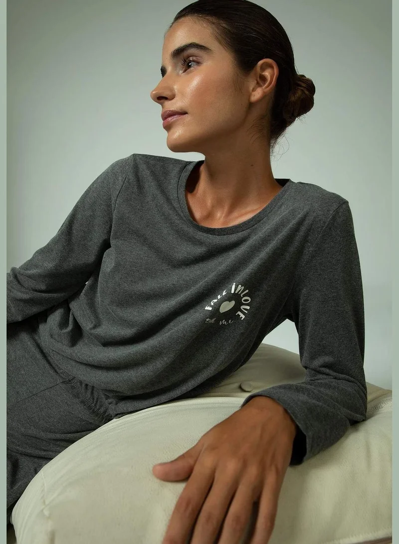 DeFacto 2 Pack Woman Regular Fit Crew Neck Long Sleeve Homewear Knitted Sets