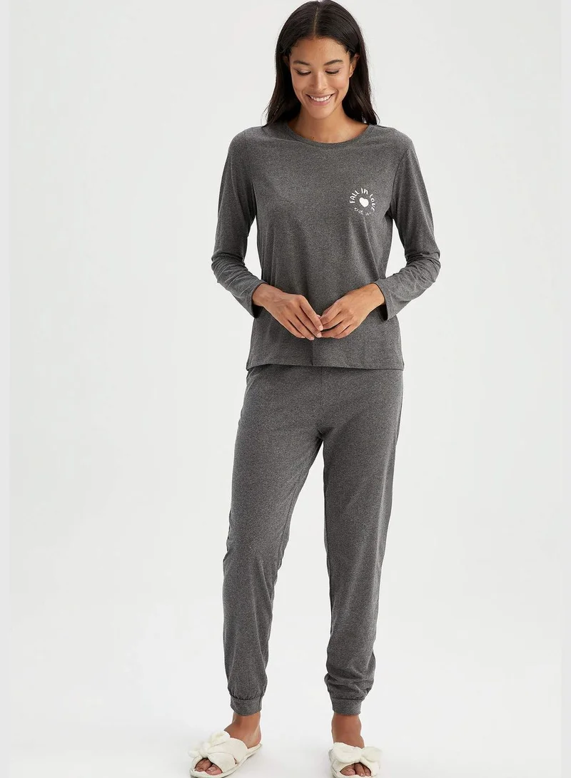 DeFacto 2 Pack Woman Regular Fit Crew Neck Long Sleeve Homewear Knitted Sets
