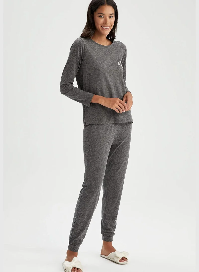 DeFacto 2 Pack Woman Regular Fit Crew Neck Long Sleeve Homewear Knitted Sets