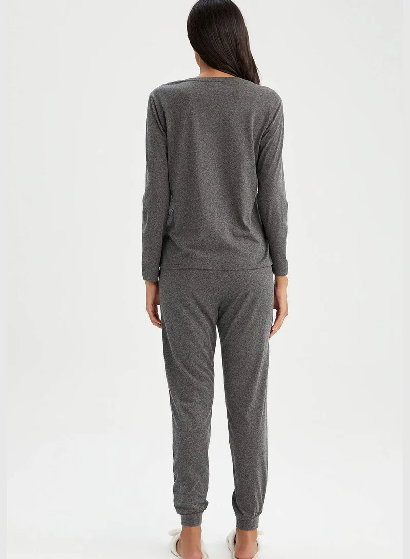 DeFacto 2 Pack Woman Regular Fit Crew Neck Long Sleeve Homewear Knitted Sets
