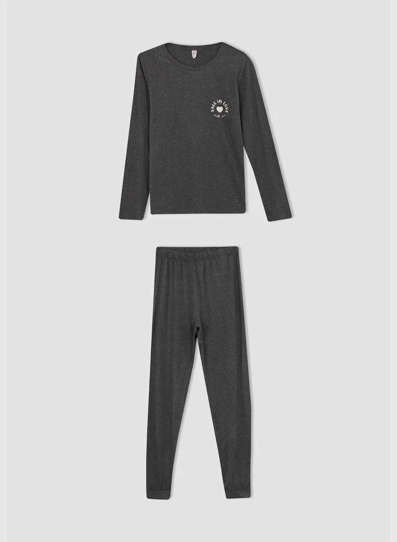 DeFacto 2 Pack Woman Regular Fit Crew Neck Long Sleeve Homewear Knitted Sets