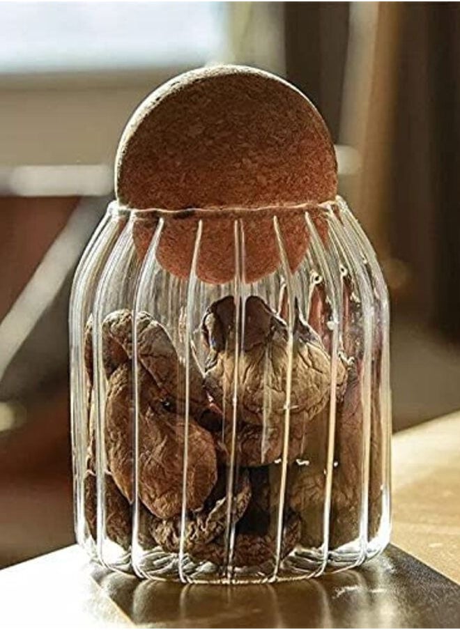 Generic Ribbed Glass Storage Jar with Wood Lid (500ml)  - Image 2